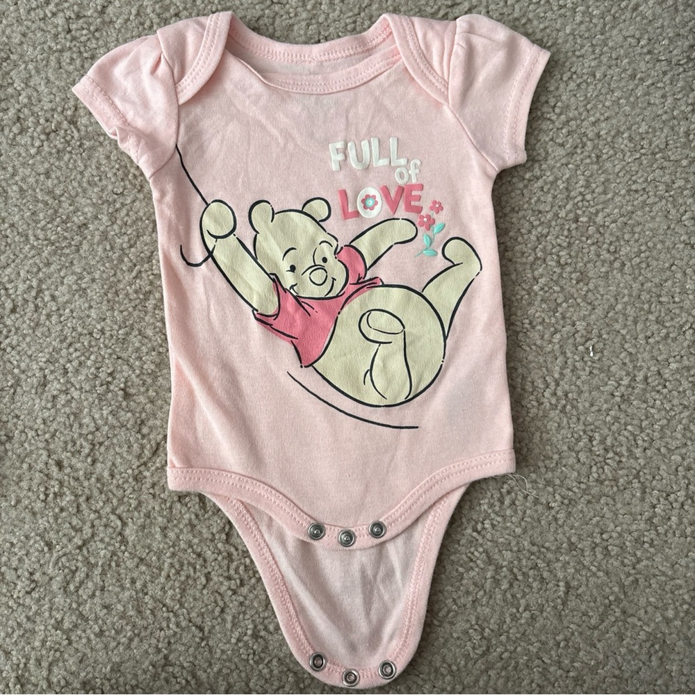 Cute Disney Baby Winnie The Pooh Pink Bodysuits Newborn To 3 Months Stainless